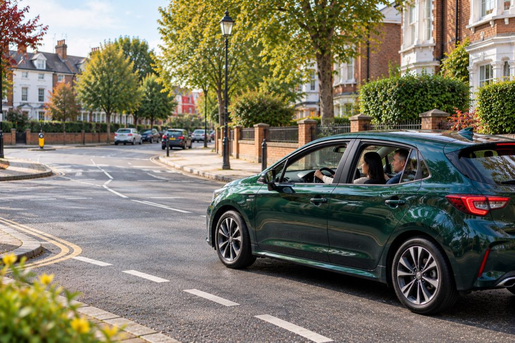 Driving instructor teaching a learner on a residential road in Richmond